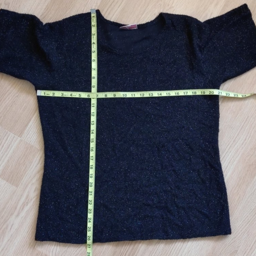 Nick & Sarah Plus Women’s Black Metallic Sparkle Short Sleeve Sweater Knit Top - Picture 6 of 7